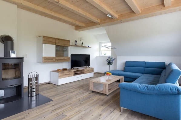 Smart-TV, Kamin, Bücher