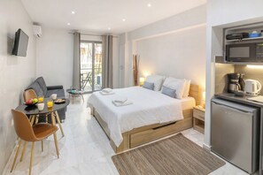 Comfort Studio Suite, Balcony | Individually decorated, individually furnished, iron/ironing board - Bright Eco Studios by GHH (Kesariani)