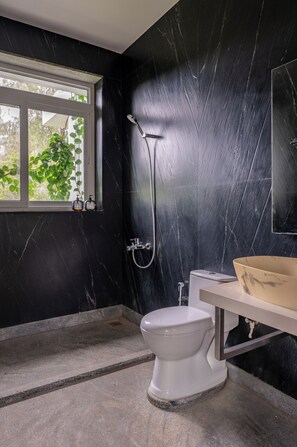 Dusche, Handtücher, Seife, Toilettenpapier
