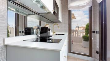 Apartment, Terrace (0 Bedroom) | Private kitchen | Fridge, microwave, stovetop, coffee/tea maker