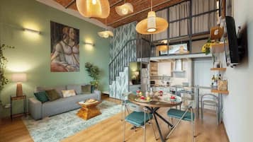 TV, fireplace, offices
