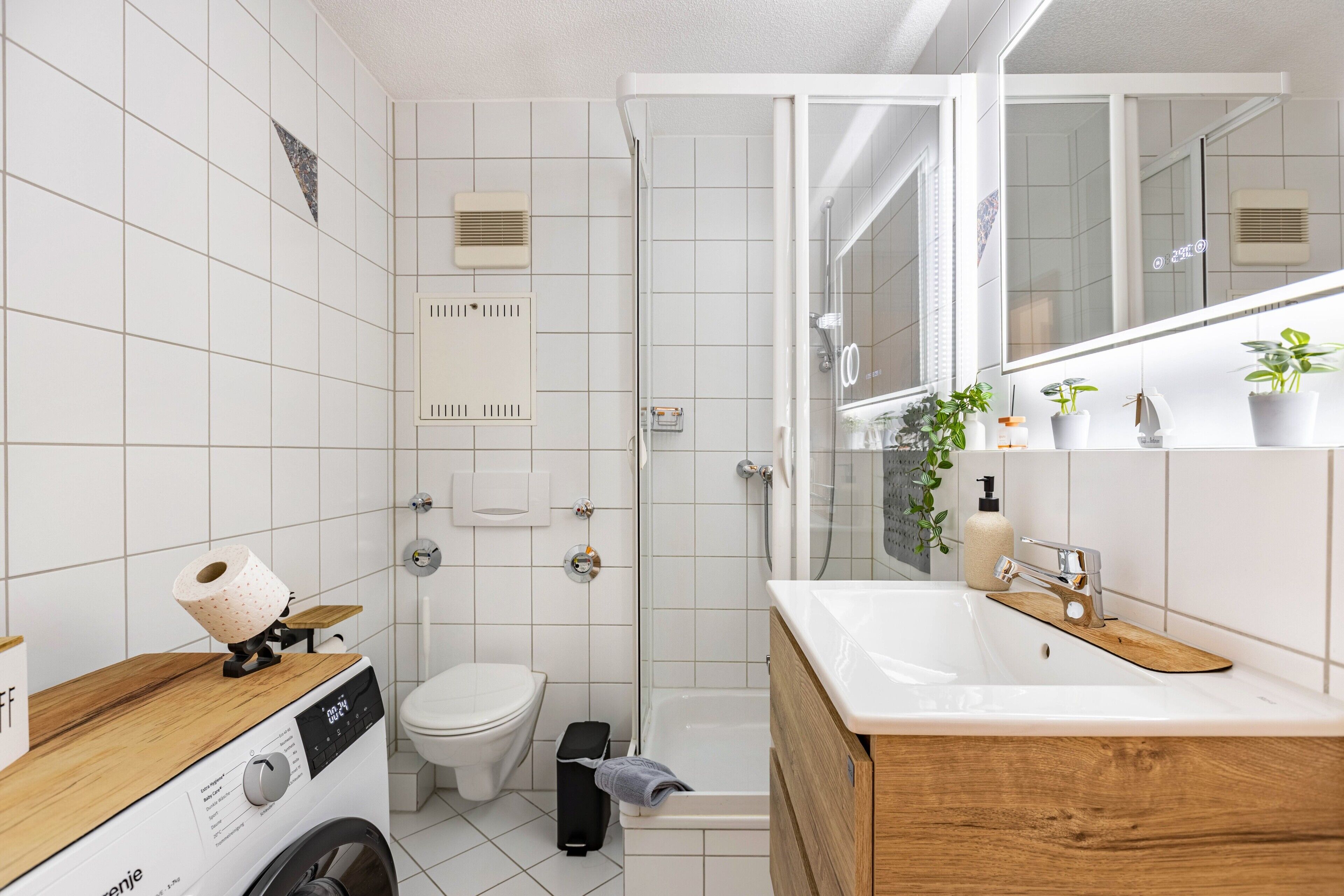 Dusche, Haartrockner, Handtücher