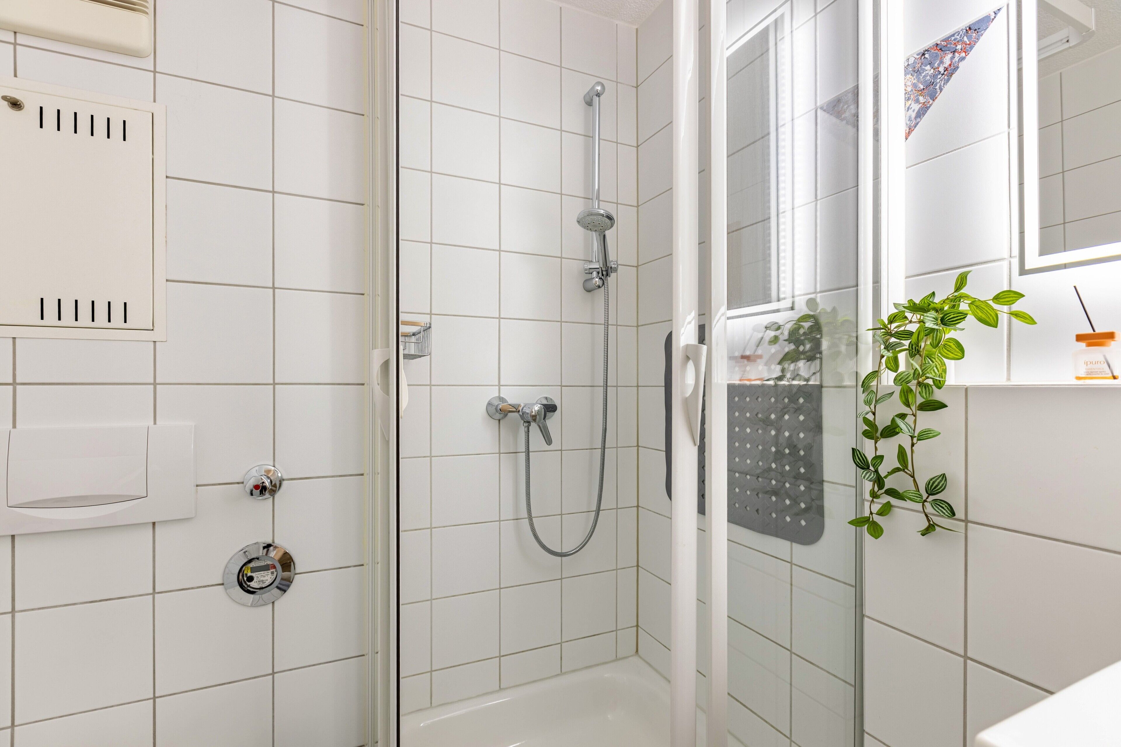 Dusche, Haartrockner, Handtücher