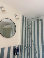 Bathroom | Shower, hair dryer, towels