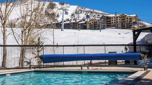 A heated pool - Stylish ski-in/out condo w/views in base area next to gondola, pool & restaurant (Steamboat Springs)