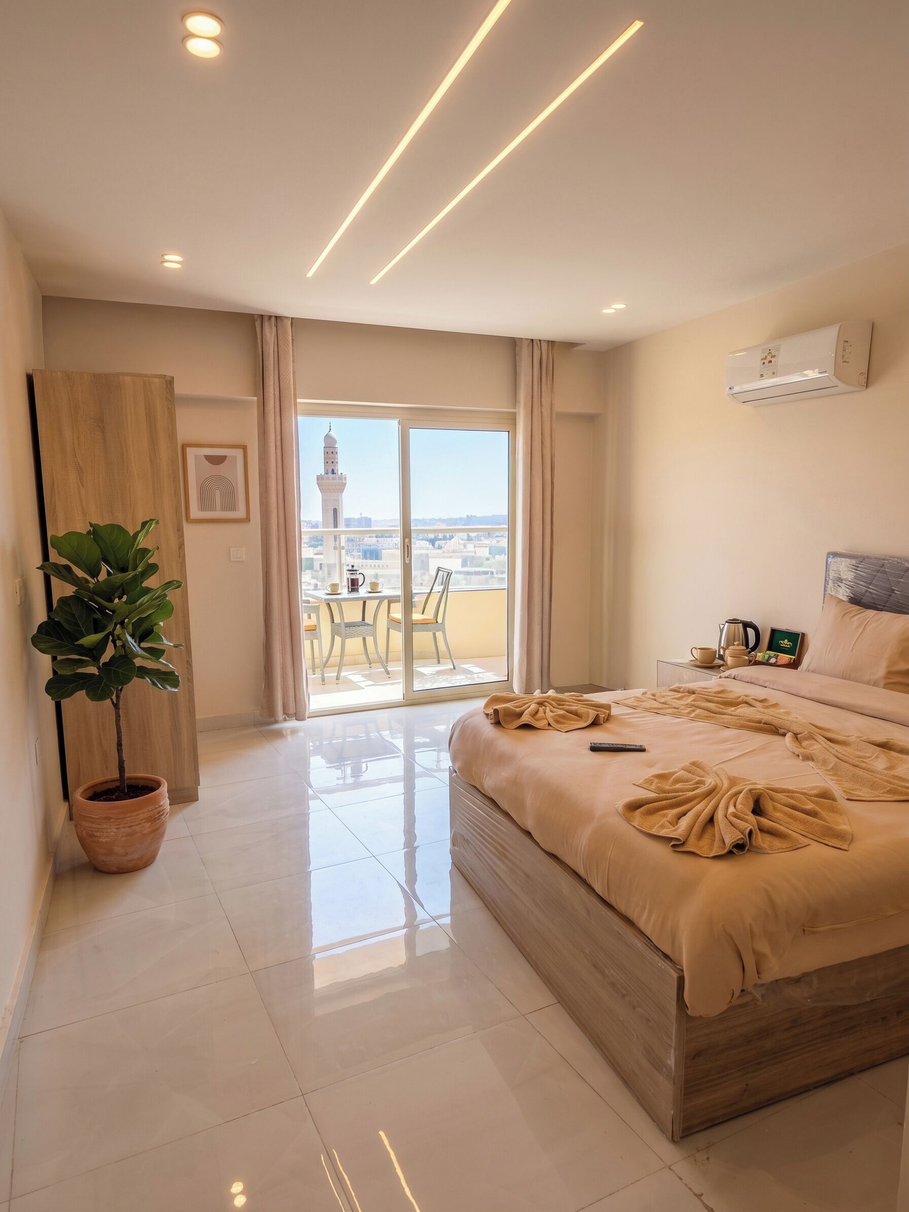 Minibar, caja de seguridad en la habitación, wifi gratis y ropa de cama 