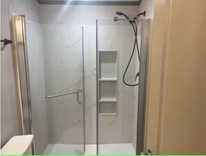 Shower, towels, soap, toilet paper - Farm Charm Meets Coastal Calm #3 (Elberta)
