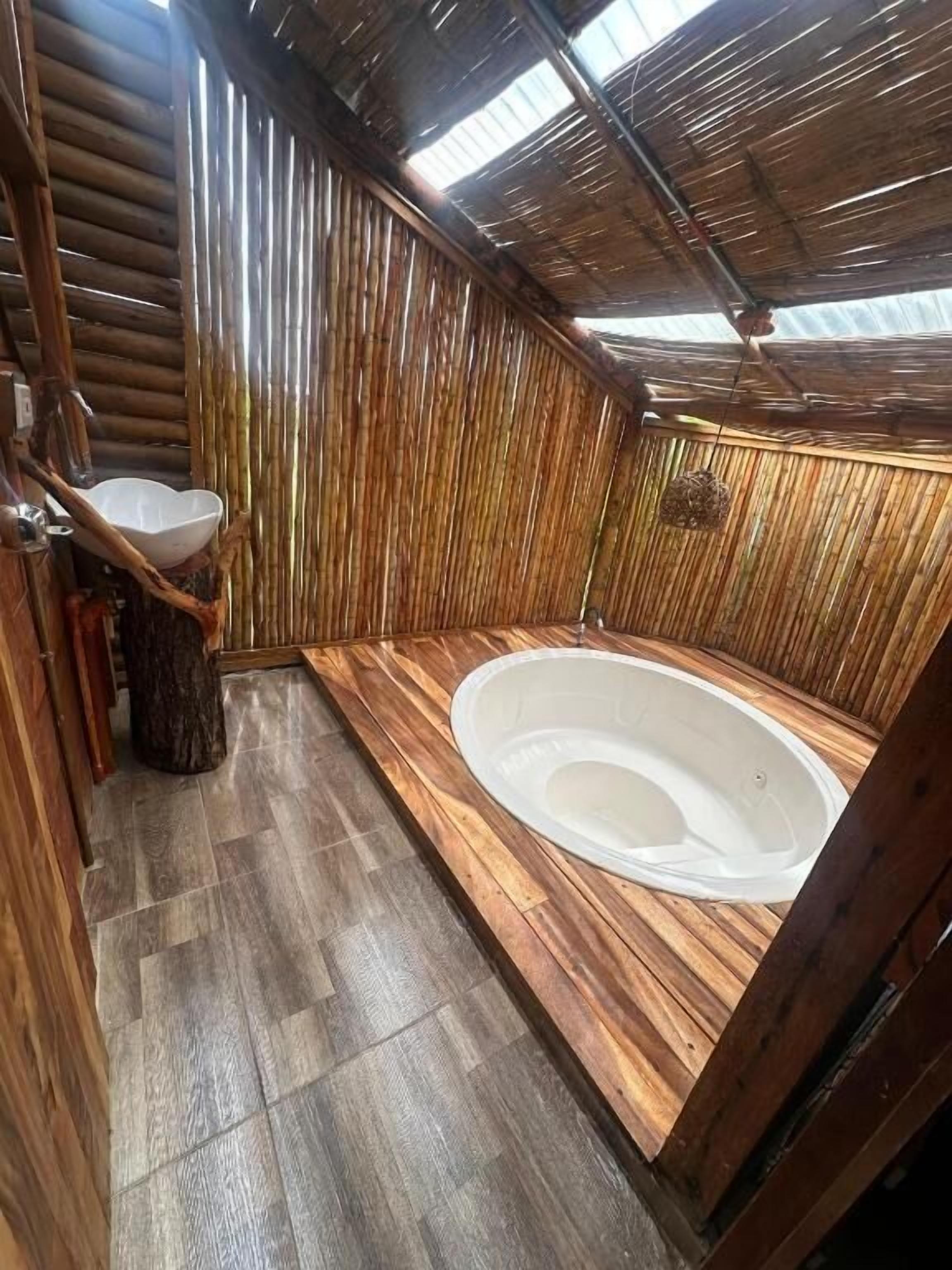 Shower, towels, soap, toilet paper