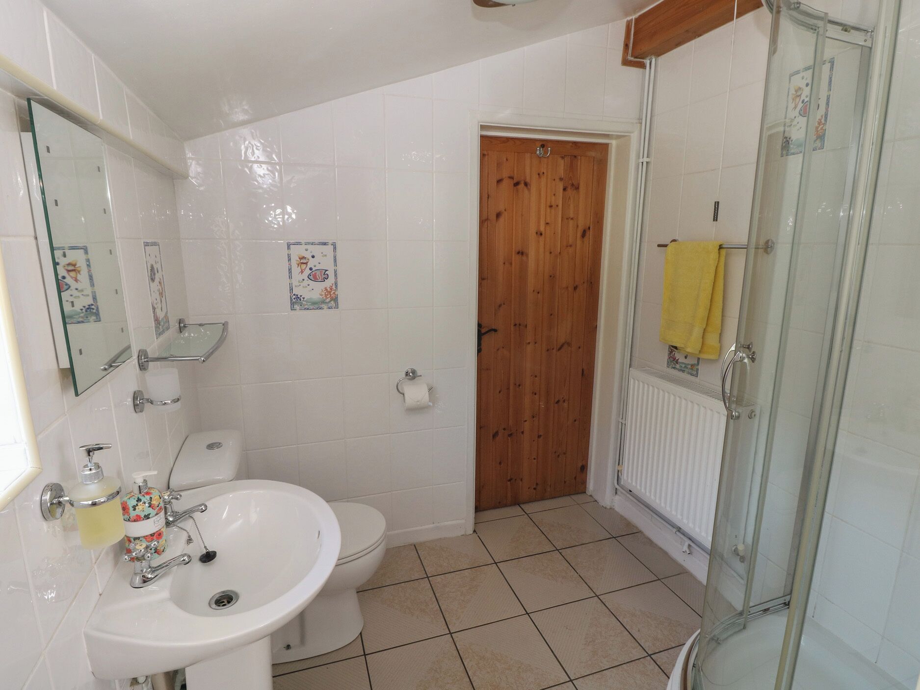 Shower, slippers, bidet