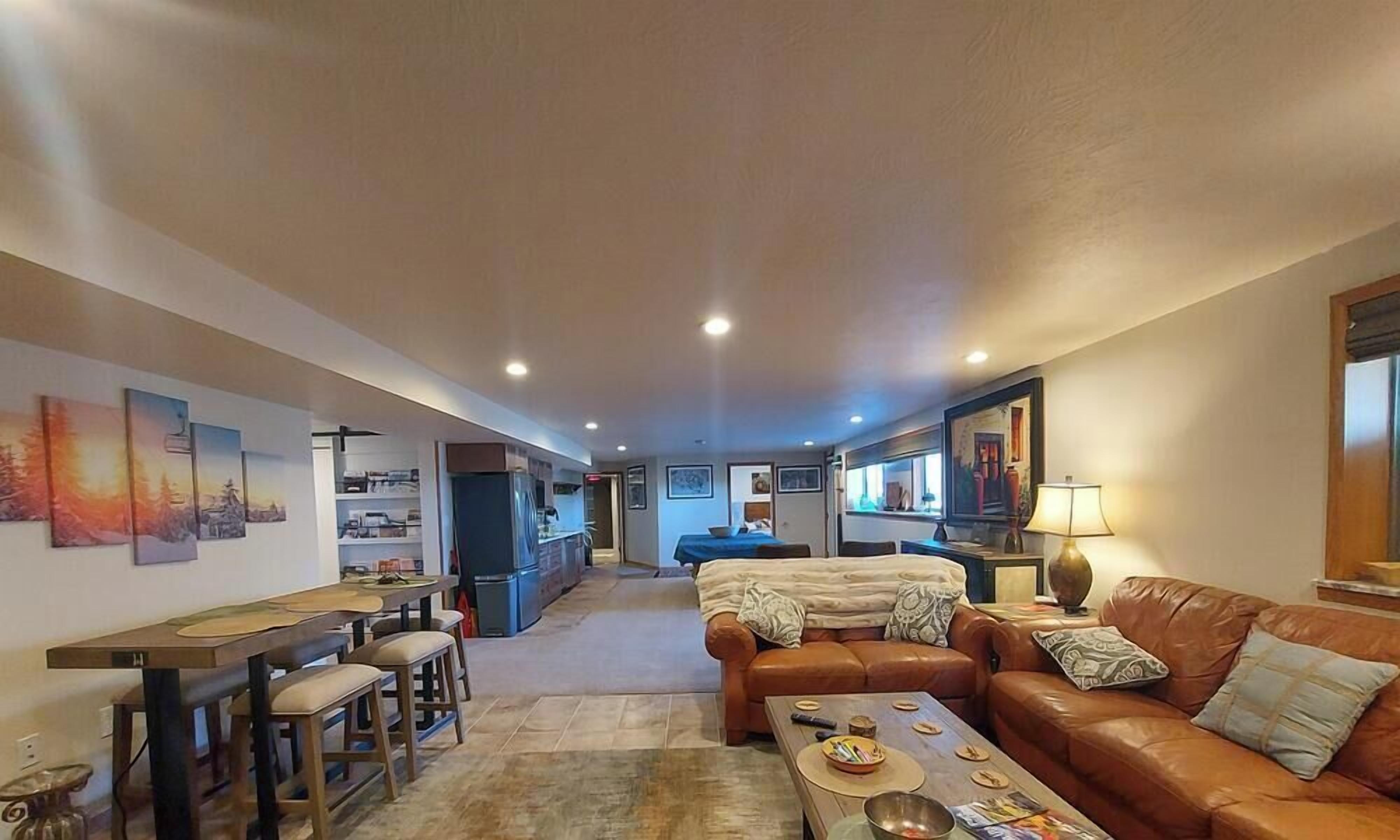 Smart TV, fireplace, table tennis, books