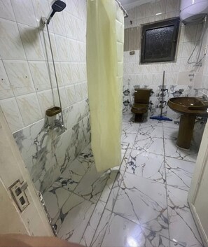 Douche, serviettes fournies, savon, papier toilette
