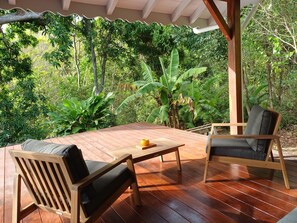 Terrace/patio - Lodge beautiful nature 1,private pool, large garden.900m from the beach of grande anse (Deshaies)