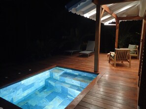 Terrace/patio - Lodge beautiful nature 1,private pool, large garden.900m from the beach of grande anse (Deshaies)