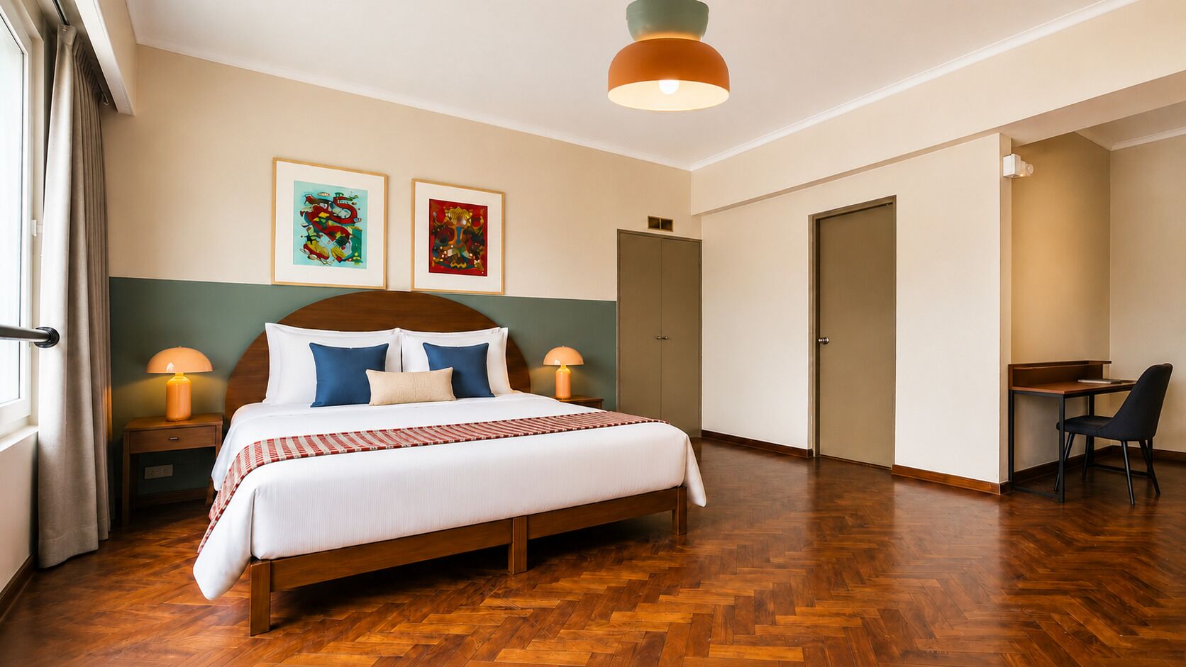 Cofres nos quartos, Wi-Fi de cortesia, roupa de cama