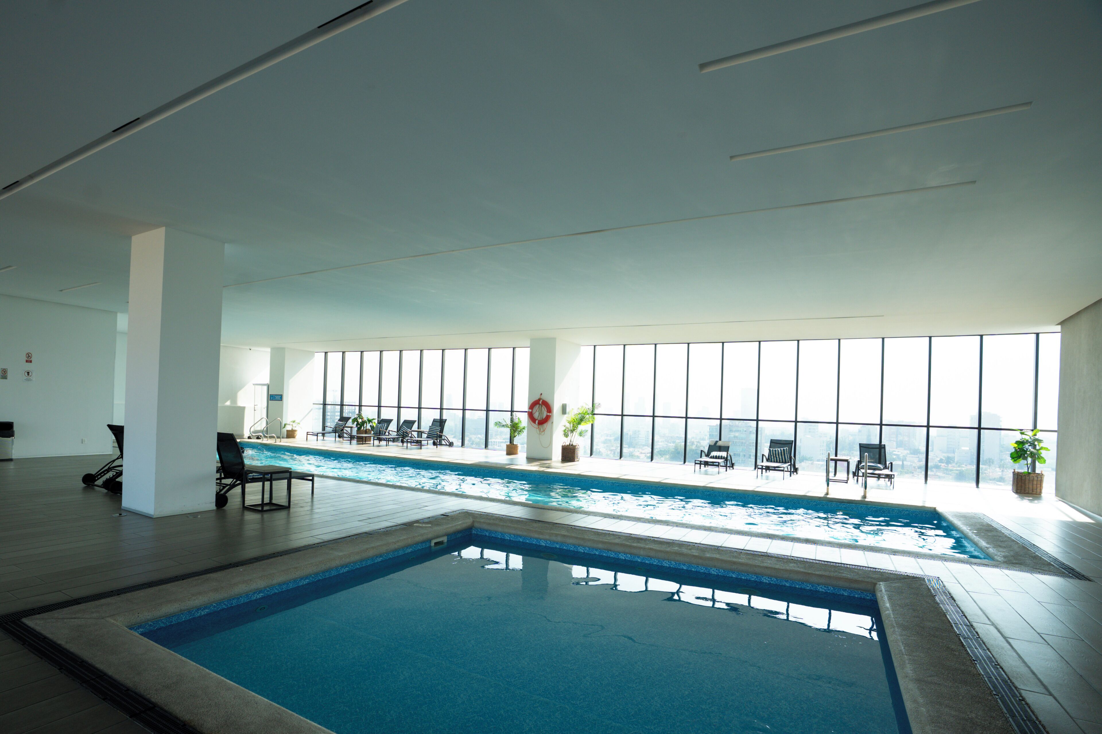 Outdoor pool, sun loungers