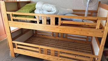 Desk, laptop workspace, free WiFi, bed sheets