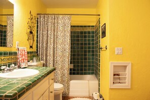 Shower, towels, soap, toilet paper - Hispanic Bungalow in Mid-Town Tucson. (Tucson)