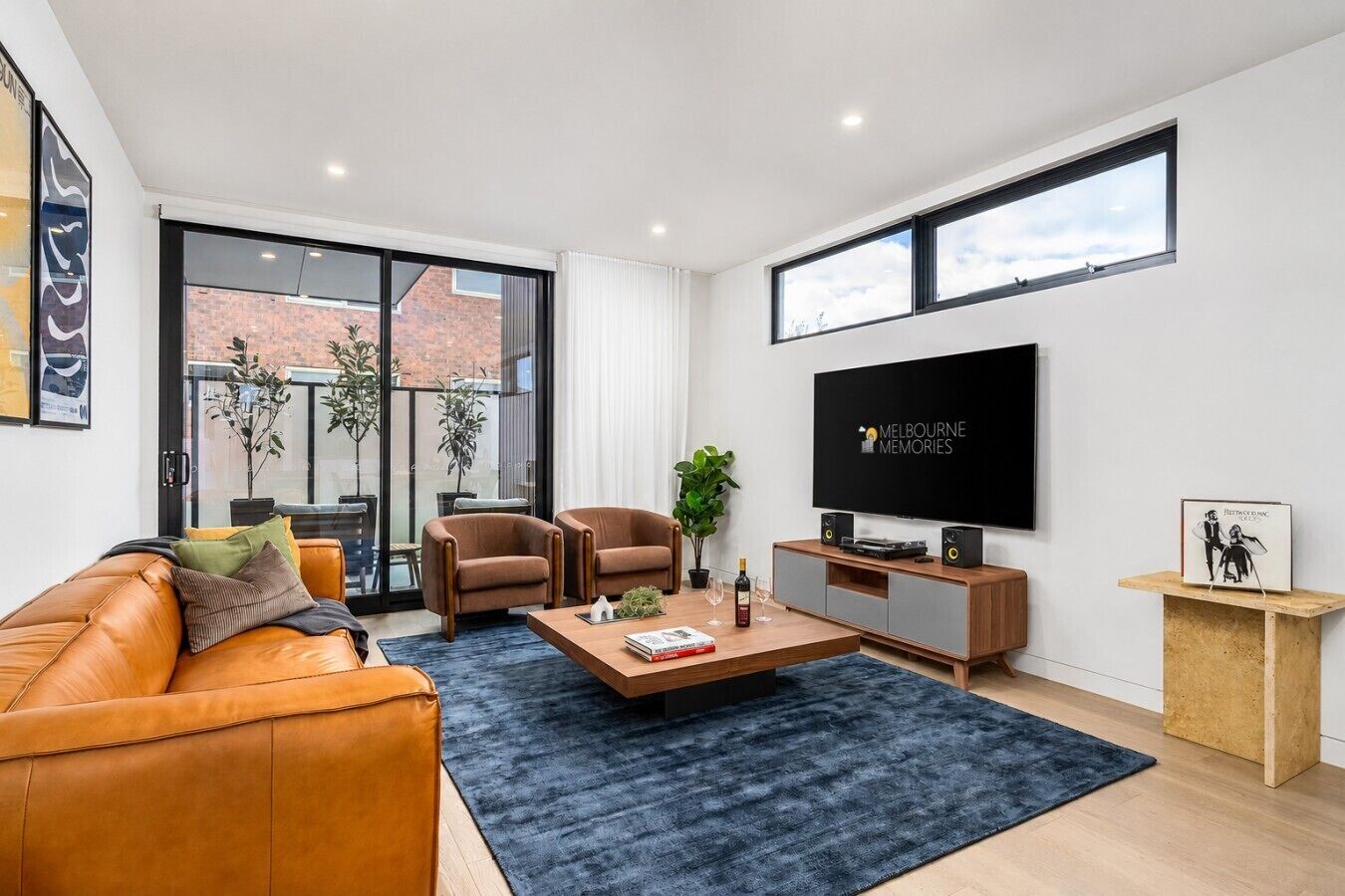 TV, books, stereo, offices
