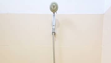 Shower, bidet, towels, toilet paper