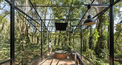 Container cabin retreat on a 70-acre Coorg estate with estate views