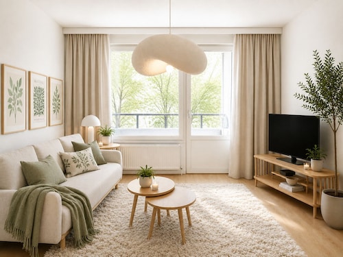 Stylish 1BR Apt with Sauna & Balcony