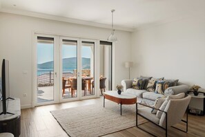 Living area - Sea View Apartment in Luštica Bay (Radovići)