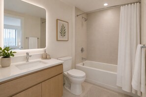 Hair dryer, bidet, towels, soap - Elegant 1BR with Extra Space - Stay Near Toronto’s Entertainment District! (Toronto)