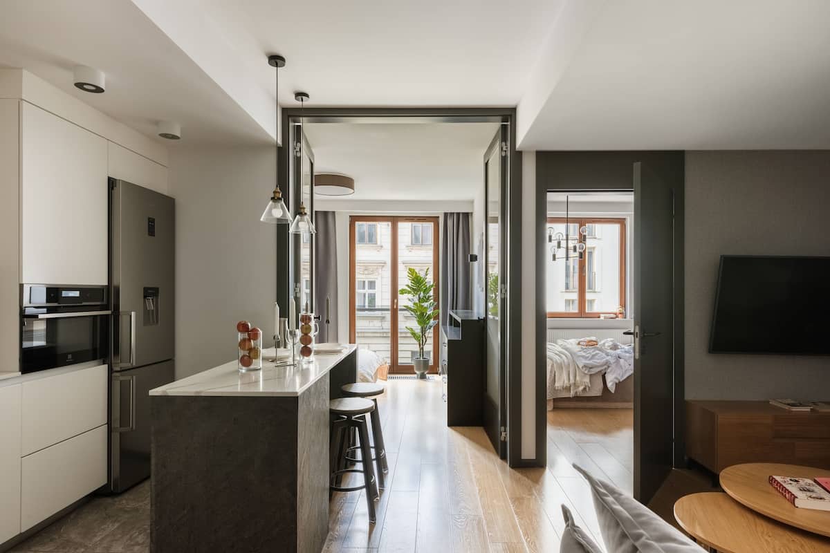 Appartement Familial, 2 chambres, climatisation, vue ville | Coin séjour