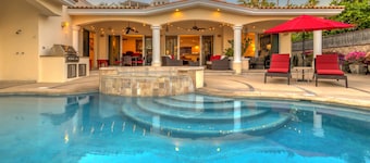 Casa 4 C's is a spacious 3-bedroom private home featuring a pool, hot tub, ocean views, and a gourmet kitchen. Perfect for entertaining, it's just steps from beach access and offers the ideal setting for an unforgettable Cabo getaway.