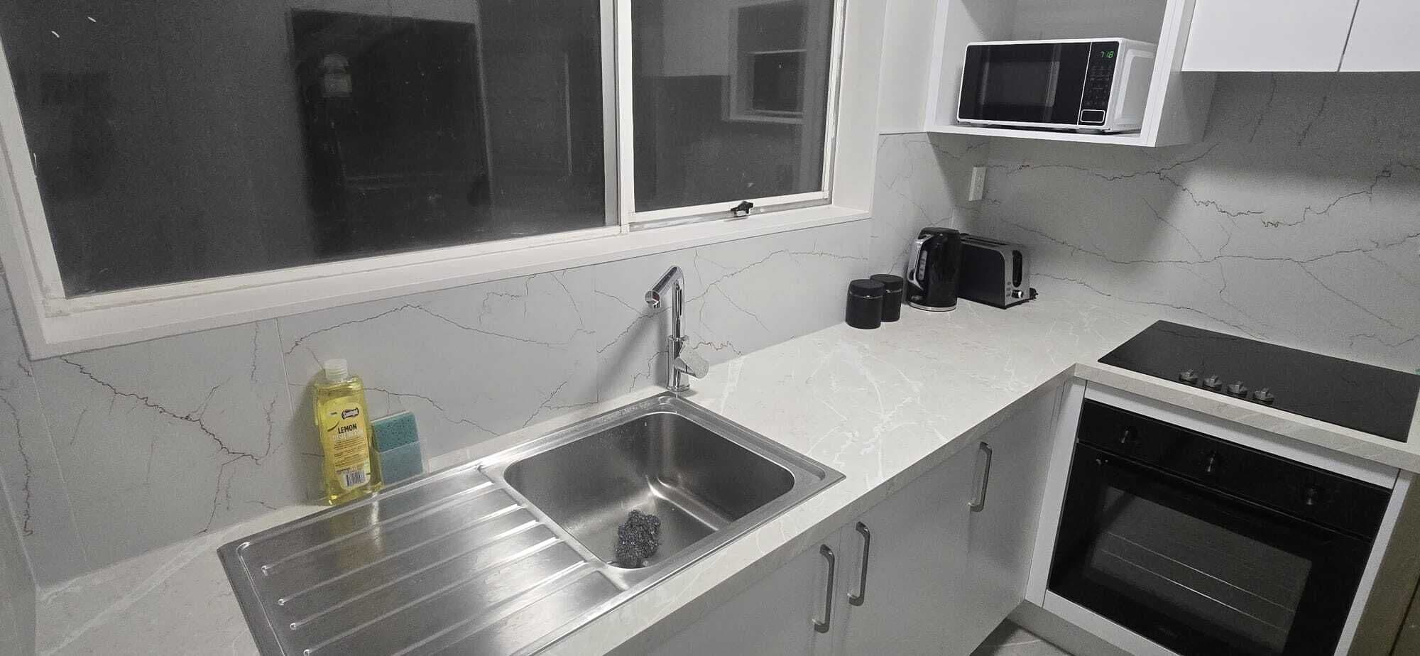 Fridge, microwave, oven, electric kettle
