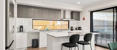Fridge, microwave, dishwasher, toaster