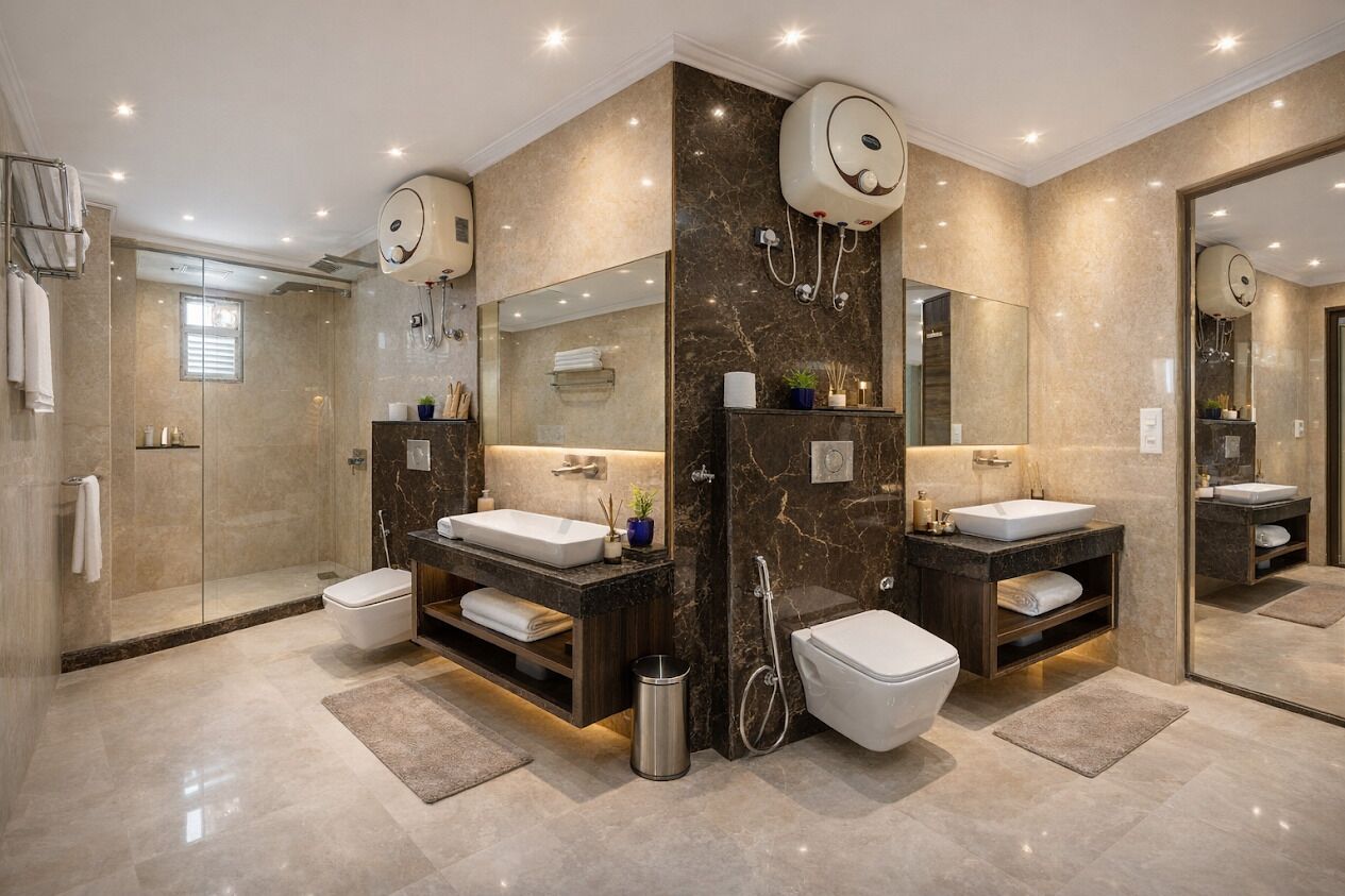 Shower, free toiletries, hair dryer, slippers