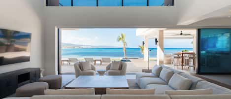 Villa, 5 chambres, vue sur la plage | Salle de séjour
