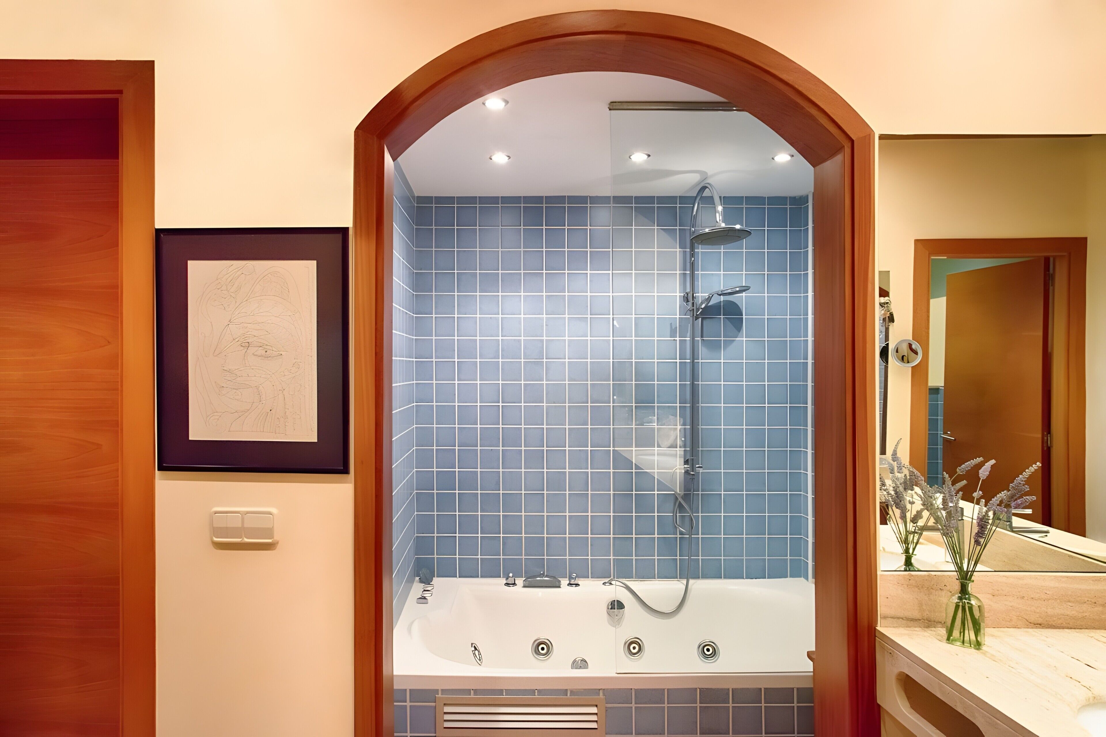 Douche, serviettes fournies
