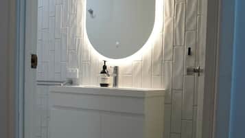 Hair dryer, towels, toilet paper