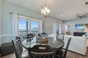 Dining - Oceanfront 4 bedroom home with Elevator, Jacuzzi, Grill, Arcades, & EV charger! (Port St. Joe)