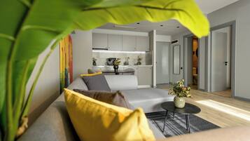 Premium Apartment, 1 Double Bed, Non Smoking | Living area