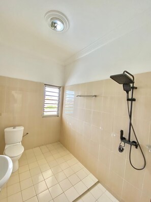 Deluxe-Penthouse, 2 Schlafzimmer, eigenes Bad, Stadtblick | Badezimmer | Dusche, kostenlose Toilettenartikel, Handtücher, Seife