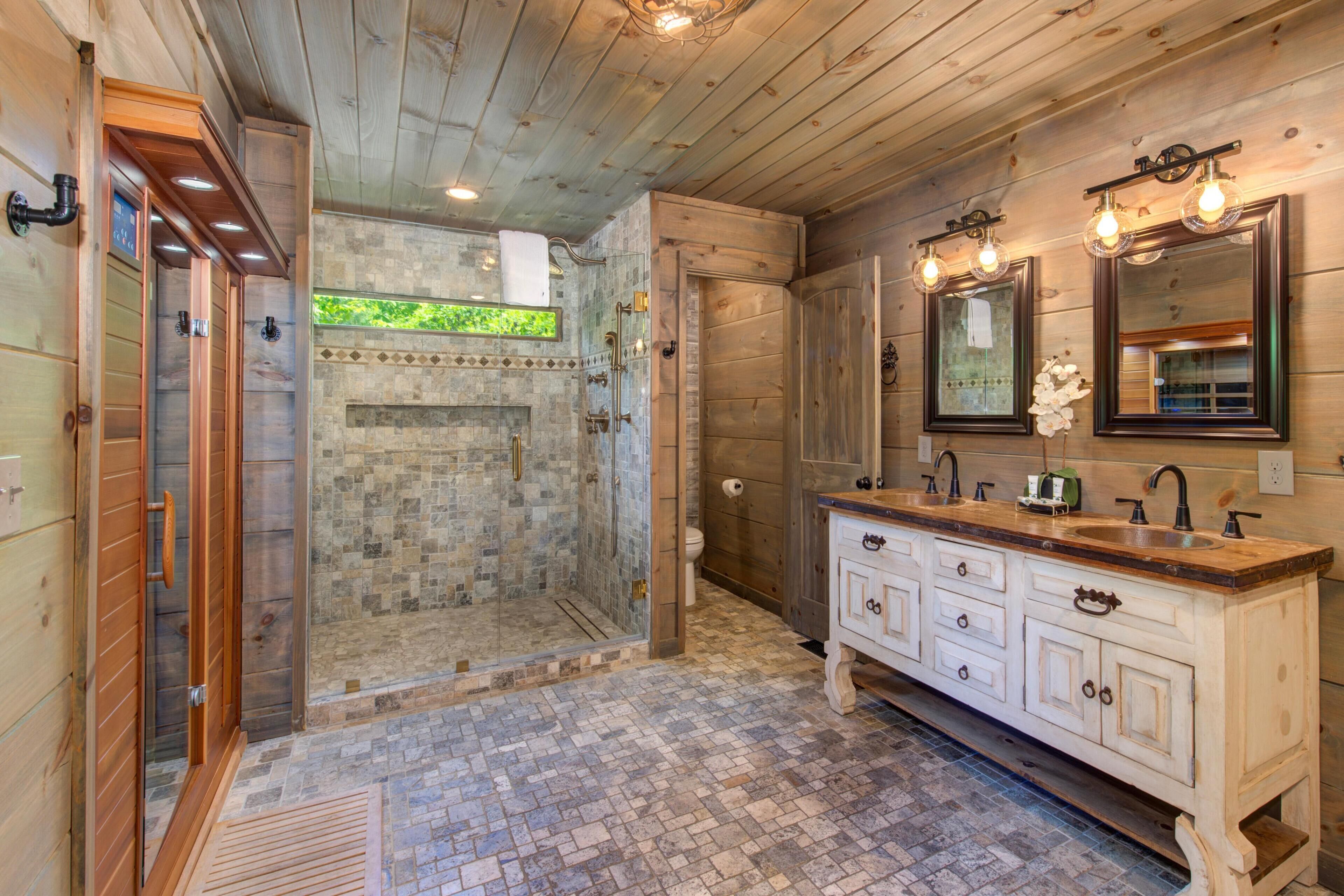Ferienhaus, 1 King-Bett und Schlafsofa (The Aspen Cabin) | Badezimmer