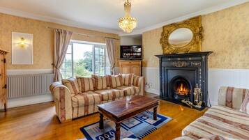 TV, fireplace