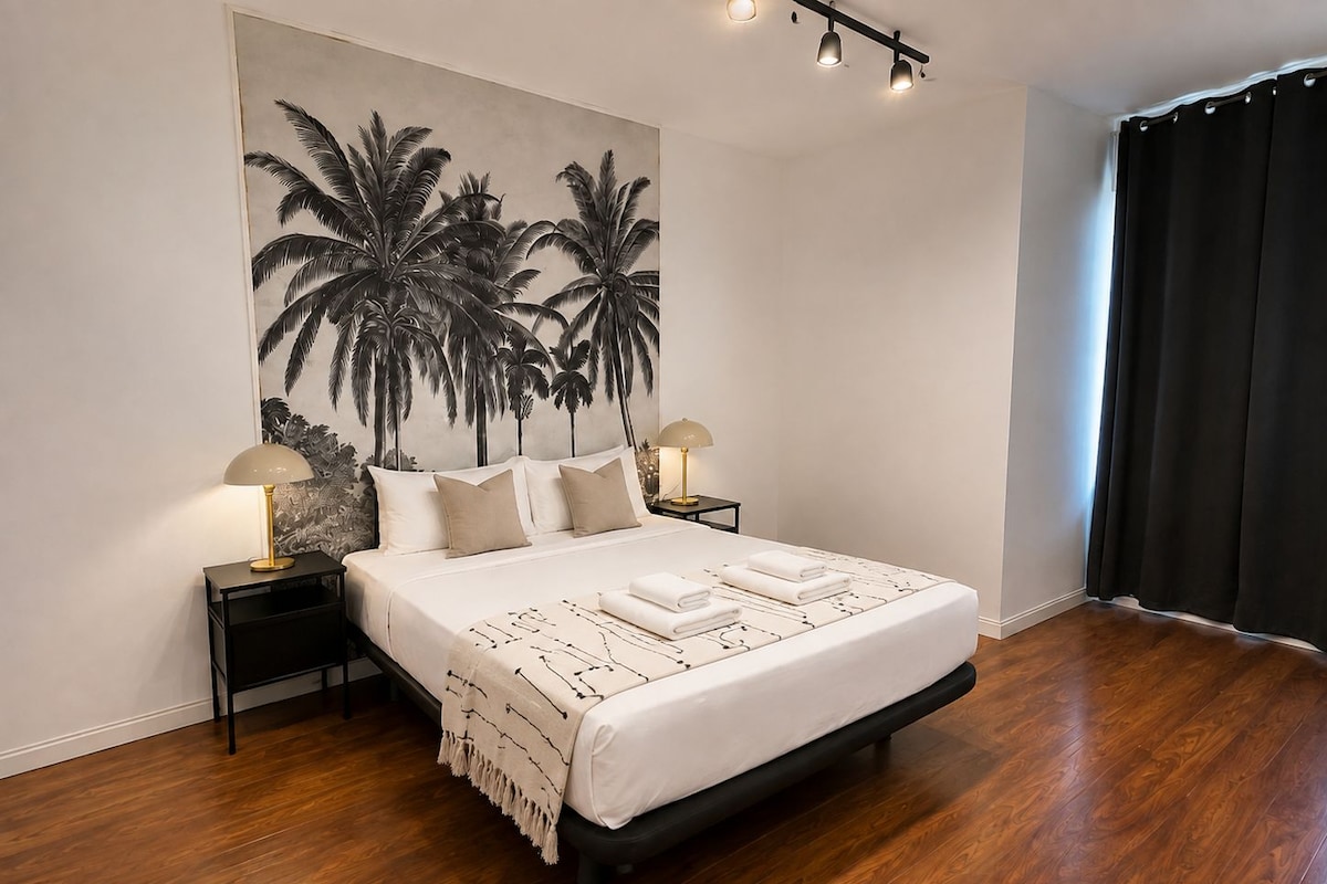 Departamento, balcón, vista a la ciudad | Tabla de planchar con plancha y wifi gratis 