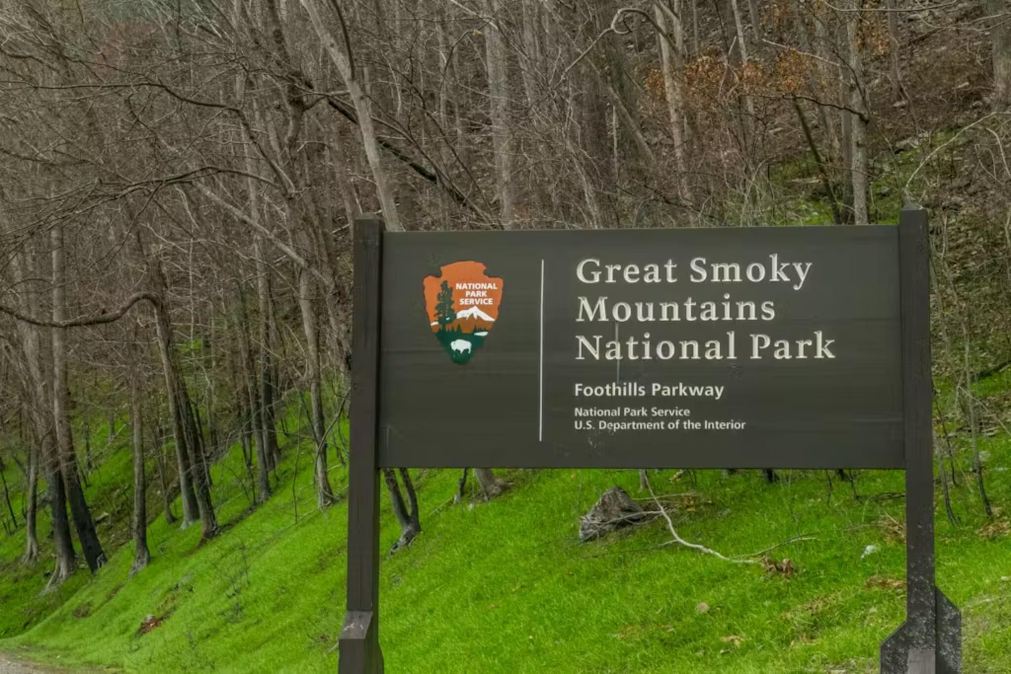 A sign for Great Smoky Mountains National Park.