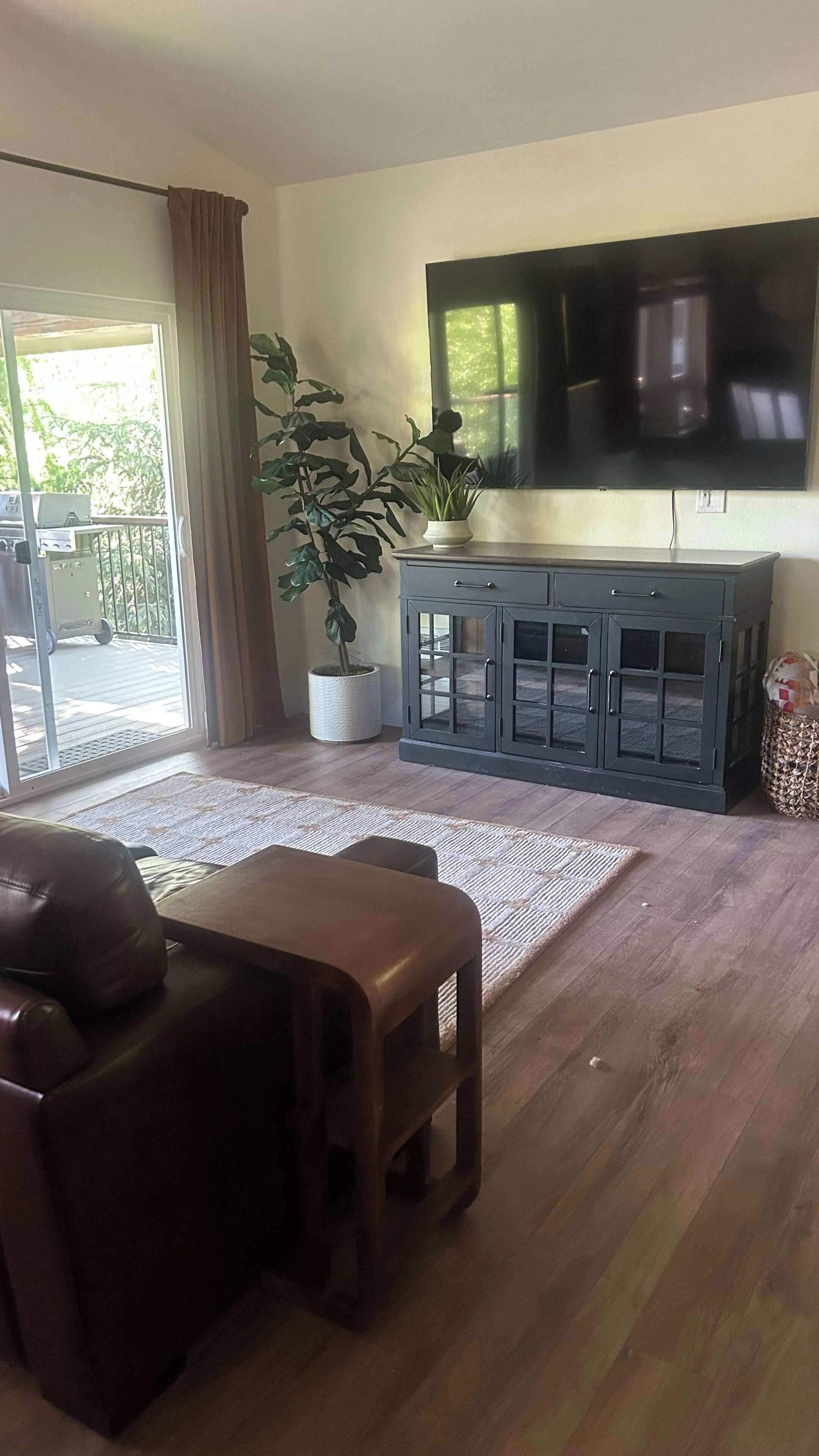 TV, fireplace