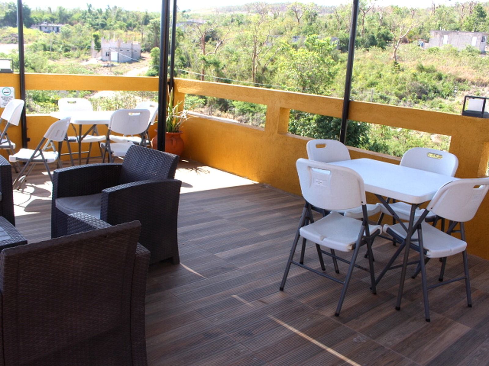 Shared rooftop terrace seating