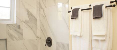 Hair dryer, towels