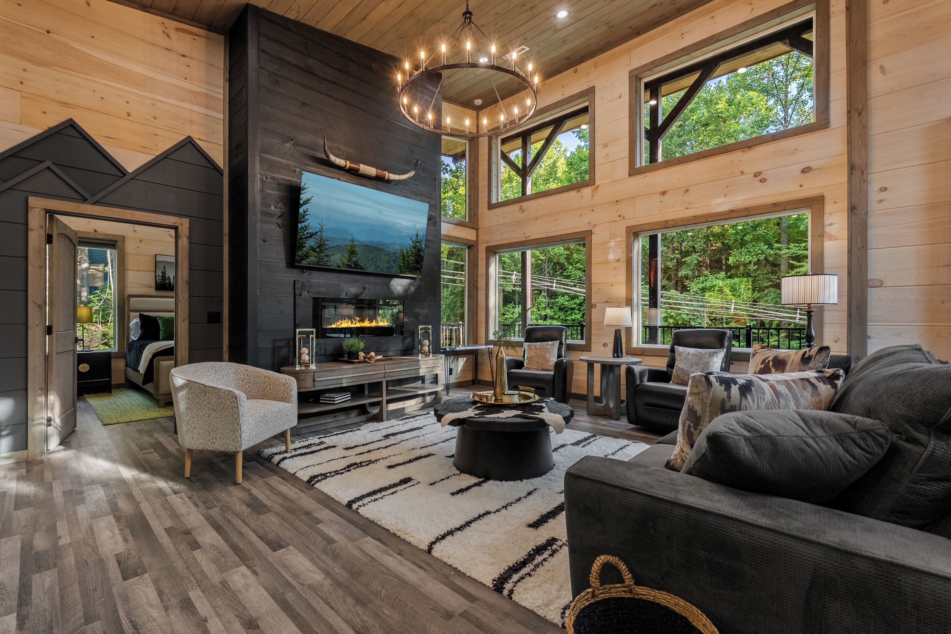 Smart TV, fireplace, video games