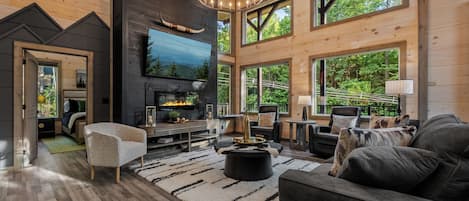 Smart TV, fireplace, video games