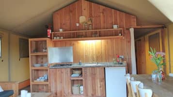 Frigorífico, placa de cocina, cafetera o tetera y hervidor eléctrico