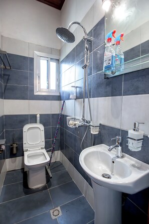 Dusche, Handtücher, Seife, Toilettenpapier