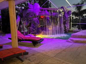Pool - Waterpark Style Pool With Hot Tub in Grotto With Waterfall and Bridge Over Pool (Cape Coral)